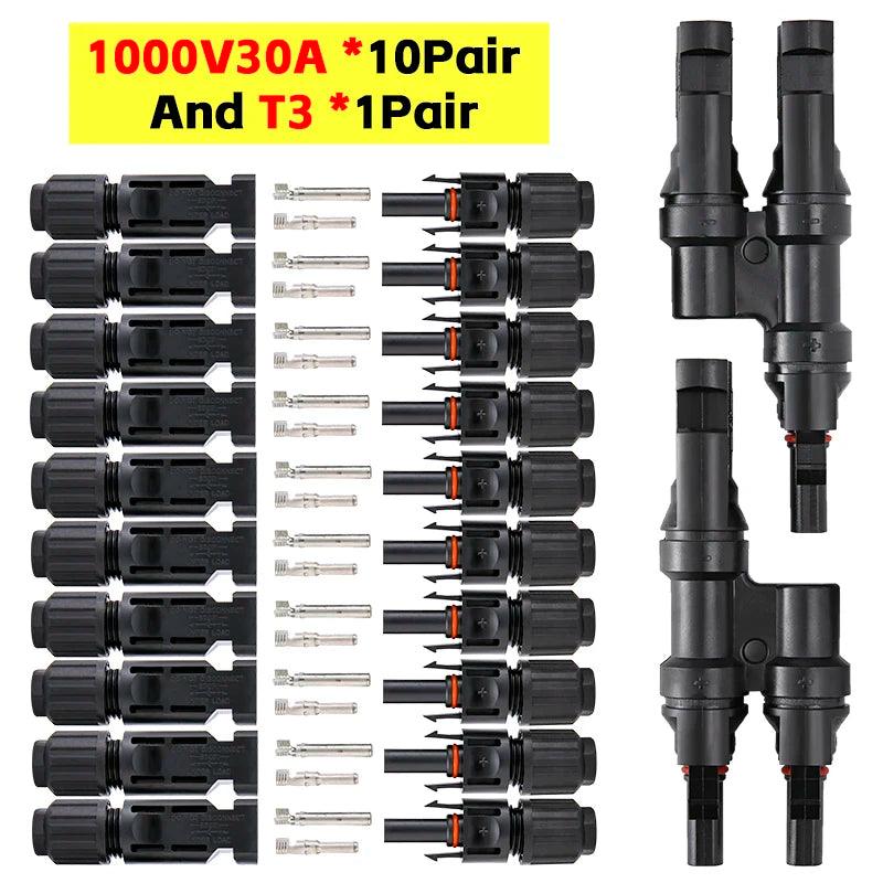 Free Shipping 2 To 1 PV Branch Connector With 4mm2 1000V 30A Solar Cable PV combiner box Solar Panel cable 2.5/ 4/6mm2 - electrical center b2c