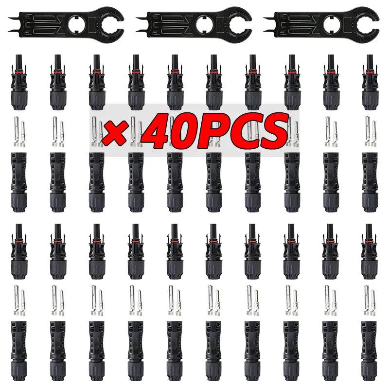 Free shipping 600/400/200/100/40/20/10 PCS ip68 30A/1500V DC Solar Conenctors Stecker PV Connector Kit for 2.5/4/6mm2 Cable