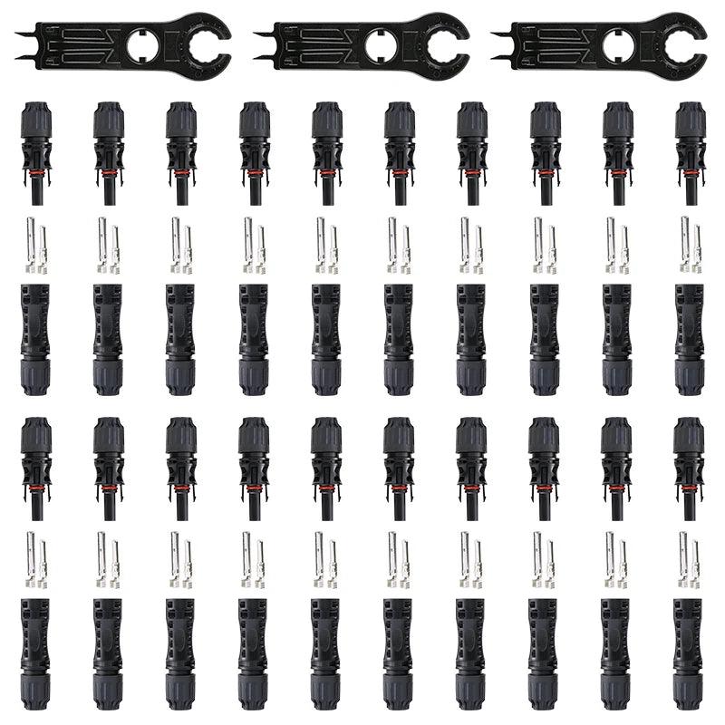 Free shipping 600/400/200/100/40/20/10 PCS ip68 30A/1500V DC Solar Conenctors Stecker PV Connector Kit for 2.5/4/6mm2 Cable