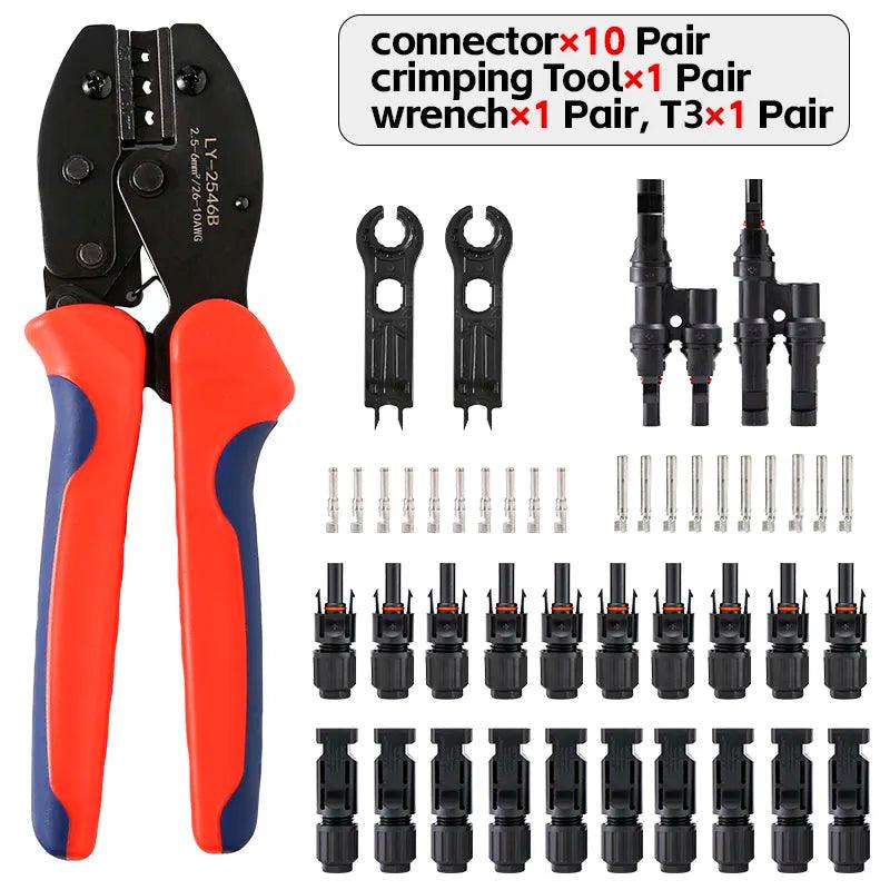 Free shipping DC Solar Connector 1000V30A Solar Panel Branch PV Connectors Connect Stecker Tool Crimping pliers Wholesale