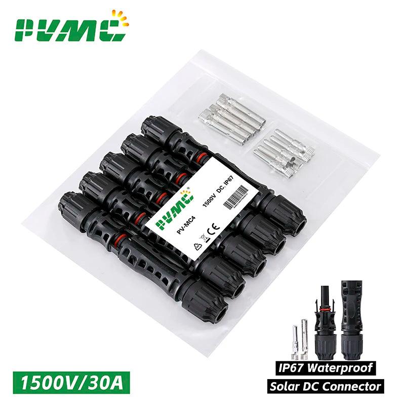 Free Shipping DC Solar Connector 1000V30A Solar Panel  Stecker Connectors Kit for PV/MC Cable 2.5/4/6mm2 1500V/45A