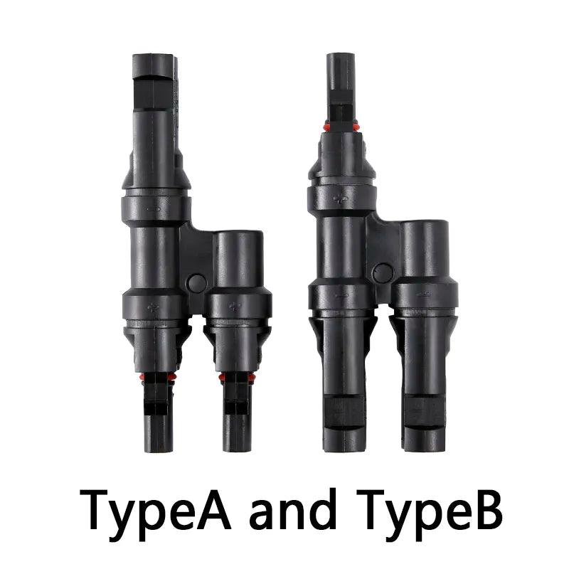 Free Shipping IP67 2 to 1 T Branch PV Connector Solar Stecker MMF+FFM Solar Panel Connectors  PV combiner box 2 in 1 out