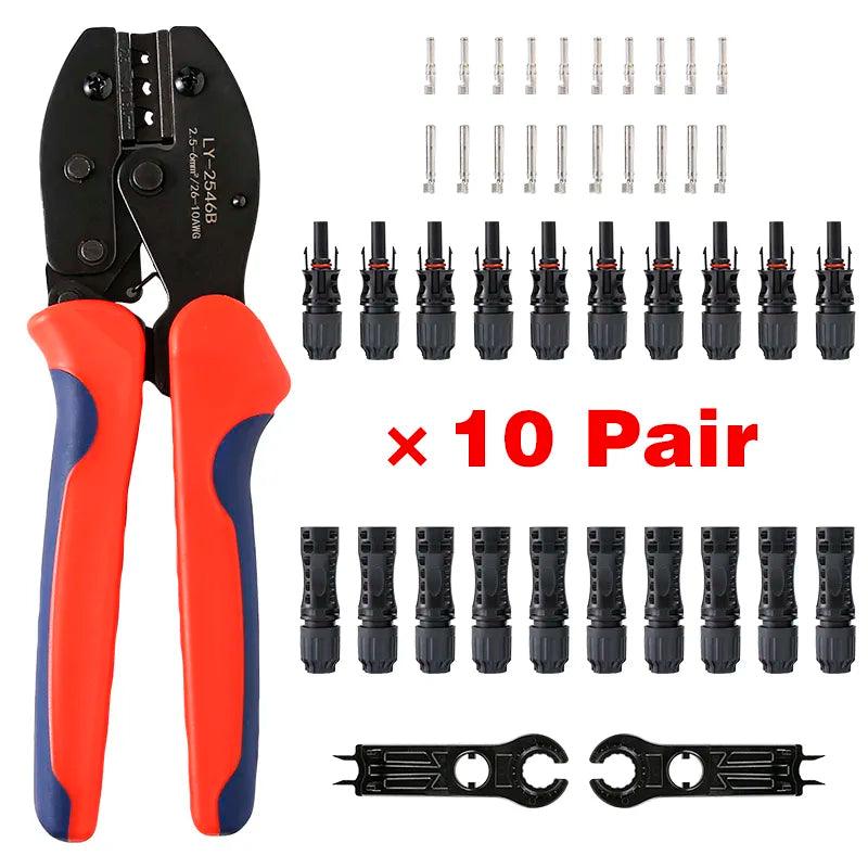 Free shipping PV Solar Connector Stecker Kit For 1500V30A Solar Panel Cable Branch DC Connectors Connect Tool Crimping pliers