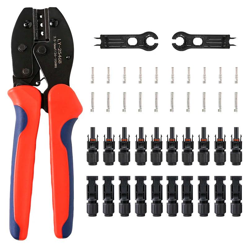 Free shipping PV Solar Connector Stecker Kit For 1500V30A Solar Panel Cable Branch DC Connectors Connect Tool Crimping pliers