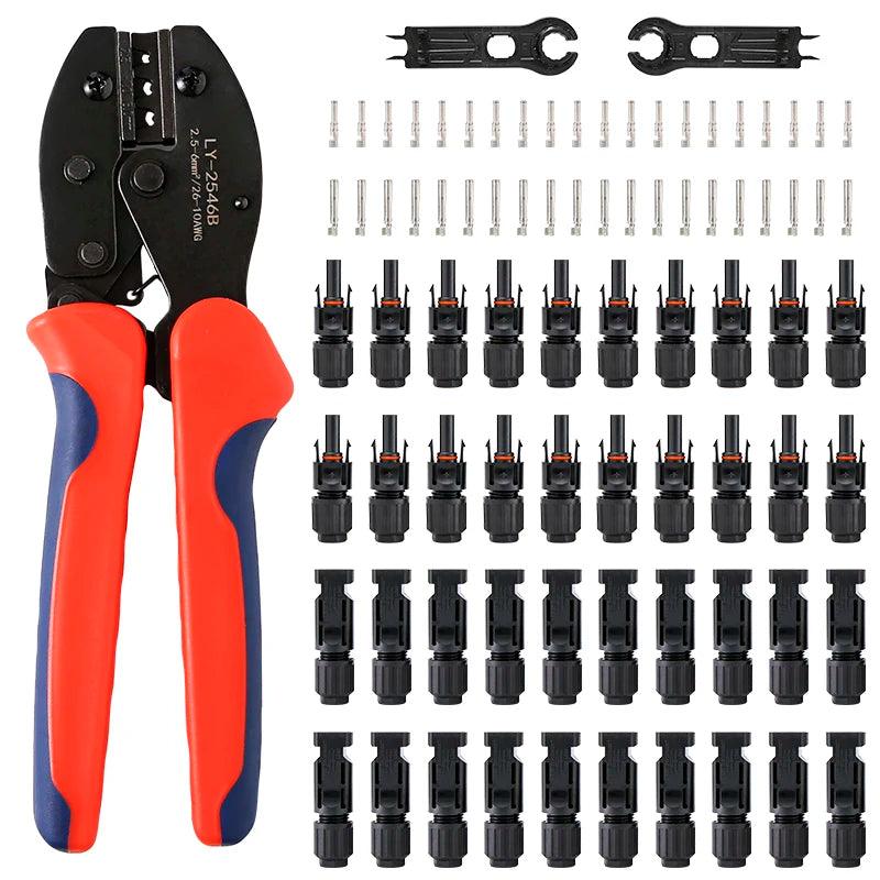 Free shipping PV Solar Connector Stecker Kit For 1500V30A Solar Panel Cable Branch DC Connectors Connect Tool Crimping pliers