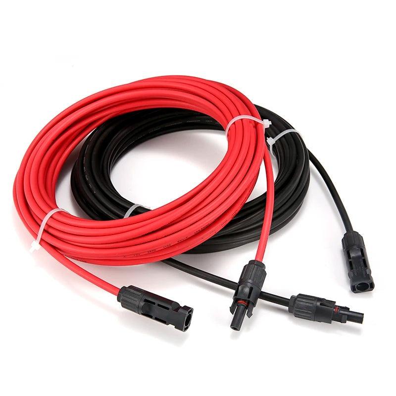 Free Shipping Solar Extension PV cable Panel Stecker wire Black Red 2.5/4/6mm² with Male and Female Connector Cable 10/12/14 AWG
