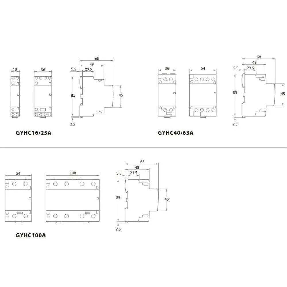 GEYA- Din Rail Type AC Contactor| 2P 16A  20A 25A /NO NC  optional modular contactor - electrical center b2c