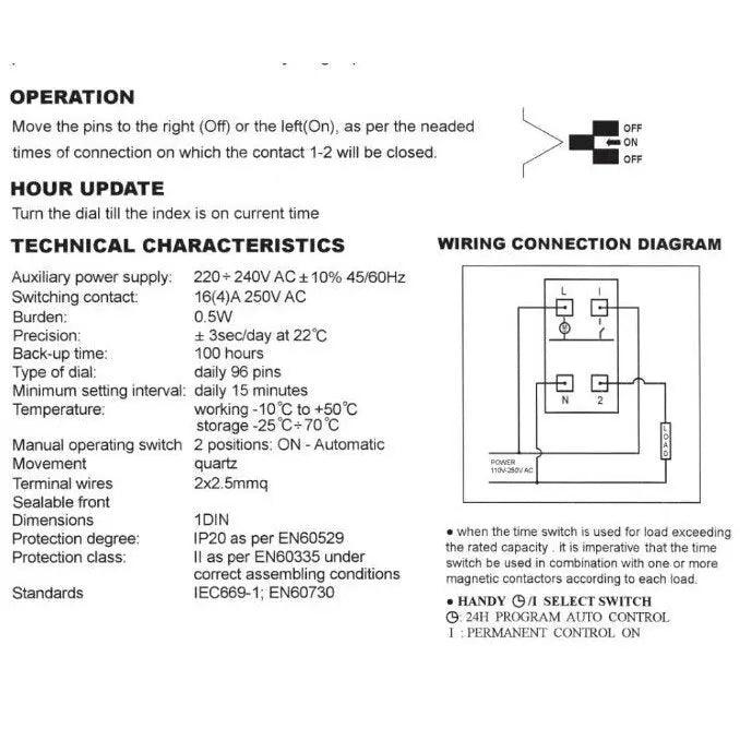 GEYA- TB45 Din Rail Mechanical Timer Switch| 96 times Time Set - electrical center b2c