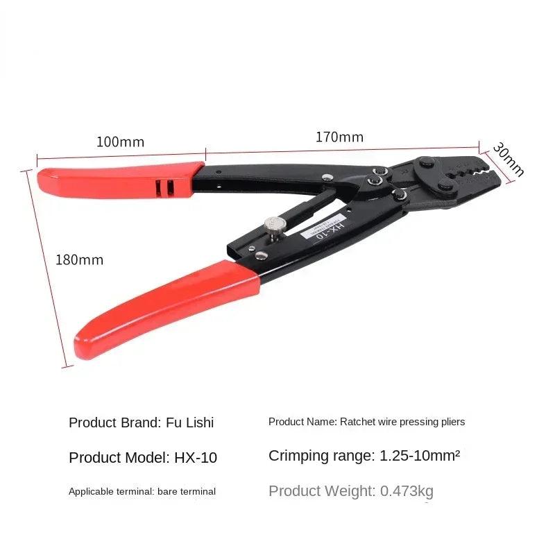 HX-10 Spine Wheel Type Labor-saving Terminal Crimping Tools for 1.25-10mm2 10-6AWG Terminal Electrician Specific Crimping Pliers