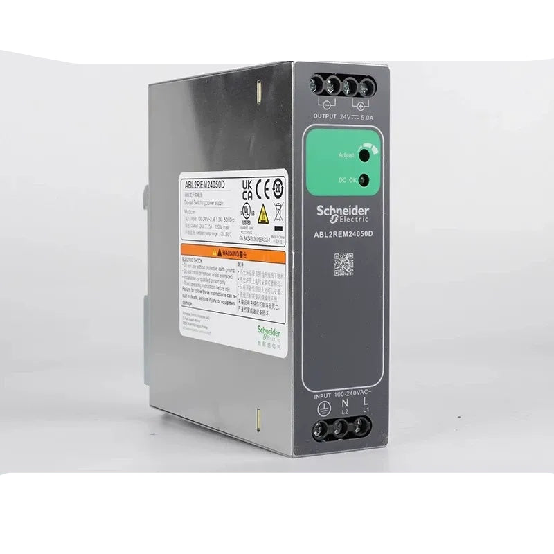 Schneider ABL2REM Power Supply, ABL2REM24030D, ABL2REM24050D, ABL2REM24100D, ABL2REM24200D, 24V DC Power Supply, DIN Rail Power Supply, 75W/120W/240W/480W Power Supply, Industrial Switching Power Supply, 100-240V AC Input Power Supply, Adjustable 24V Power Supply, Schneider Industrial Power Supply, PLC Power Supply, 24V DC DIN Rail PSU