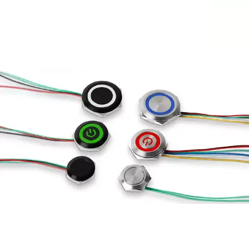 ultra thin push button switch, momentary metal switch, self reset tactile switch, lighted push button, 16mm metal switch, 19mm push button, 22mm momentary switch, 25mm waterproof switch, 30mm metal button, dual color led switch, tri color led switch, pre wired push button, ribbon connector switch, ip65 waterproof switch, 304 stainless steel switch, automotive push button, diy electronics switch, industrial control switch, custom logo push button