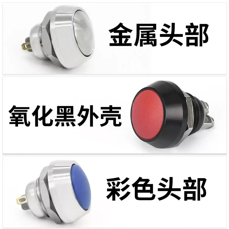 12mm spherical head button,big dome momentary switch,colorful top metal button,screw foot push button,pin terminal switch,silver contact button,ip65 waterproof metal button,1NO momentary switch,1NO1NC metal button,oxidized black button,nickel?€?plated brass button,power start button,point?€?to?€?point control key,compact industrial button,2A rated metal switch