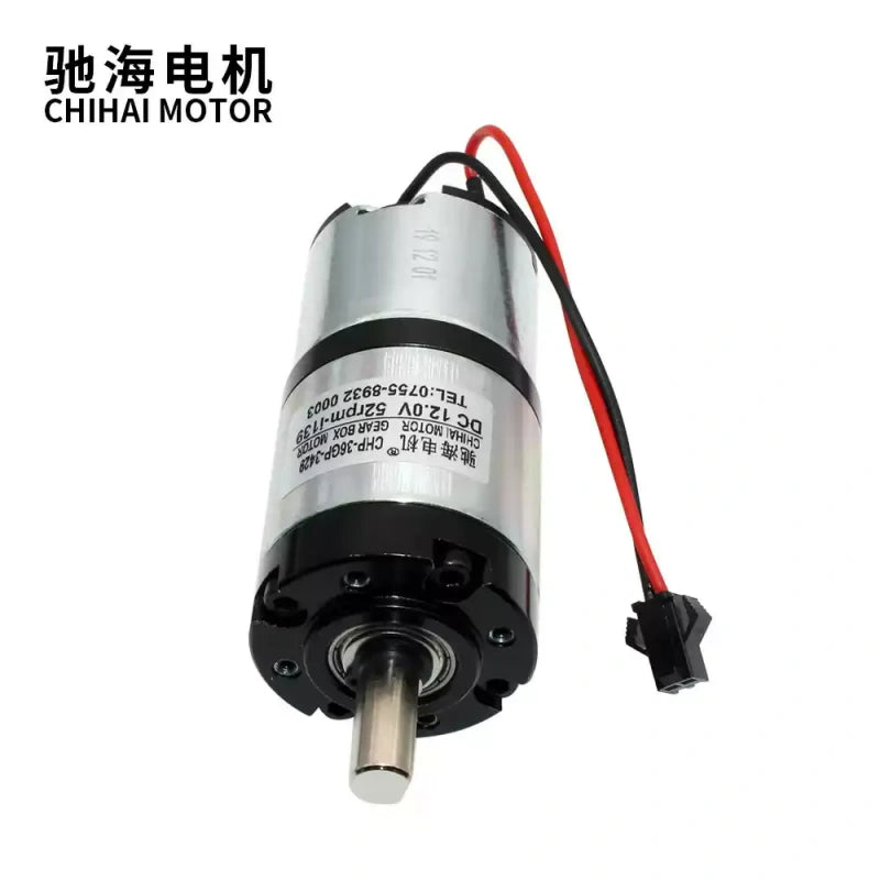 planetary gear dc motor, 36mm dc motor, chihai motor, chr-36gp-3429sk, 12v 24v dc motor, high torque dc motor, metal gear motor, dual ball bearing motor, 8mm shaft dc motor, smart car motor, robotics dc motor, low noise gear motor, heavy duty dc motor, planetary reducer motor, dc motor with connector