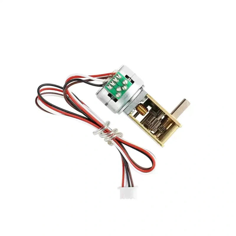 worm gear stepper motor, GW12T-15BY motor, miniature stepper motor, 2-phase 4-wire stepper motor, high torque stepper motor, self-locking stepper motor, DC 5V stepper motor, 1:1030 ratio motor, 1:603 ratio motor, reciprocating stepper motor, stepper motor with driver, flange coupler motor, compact stepper motor, smart home motor, robot arm motor, camera focus motor, pan-tilt motor