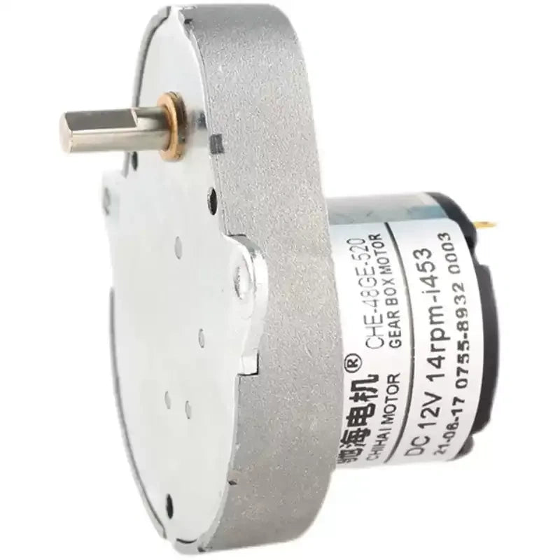 CHE48GE520, DC Gear Motor, 12V Gear Motor, 24V Reduction Motor, High Torque DC Motor, Smart Toilet Motor, Smart Trash Can Motor, Mahjong Table Motor, D Shaft Gear Motor, Permanent Magnet DC Motor, Low Speed Gear Motor, Home Appliance Motor, Factory Direct Motor