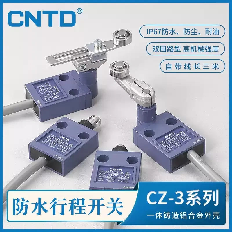 CNTD CZ-3 Series IP67 Waterproof Limit Switch 1NO1NC 2A 250VAC  With Wire Length 3M