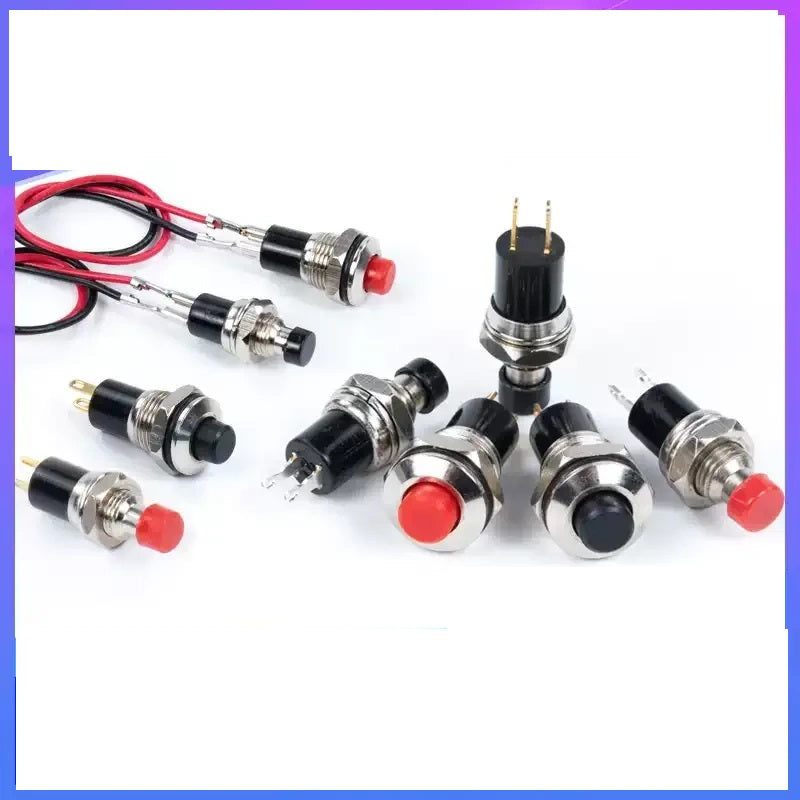 metal push button switch,mini pushbutton switch,5mm push button switch,7mm push button switch,10mm push button switch,PBS?€?110,PB05A,momentary push button,latching push button,self reset switch,self locking switch,normally open switch,normally closed switch,IP65 waterproof switch,small power button,round push button,electronic control switch,DIY circuit switch