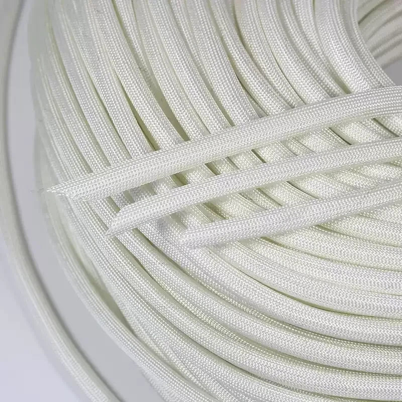 fiberglass high temperature sleeve, dingsleeve wire protector, flame retardant insulating tube, 600??? heat resistant cable wrap, electrical fiberglass braided tubing, yellow wax tube alternative, motor wiring insulation sleeve