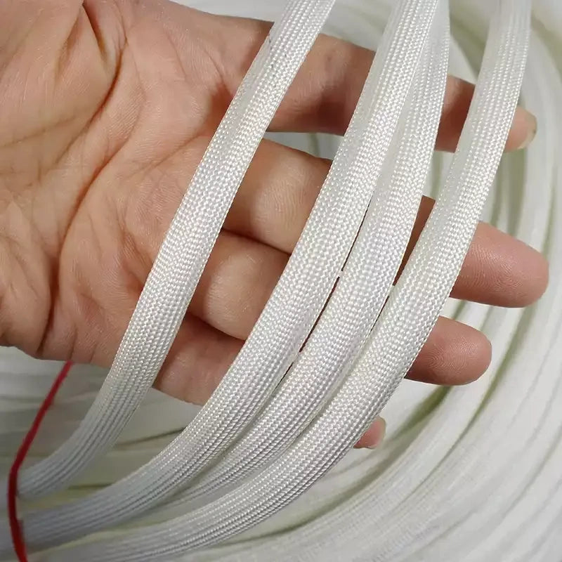 fiberglass high temperature sleeve, dingsleeve wire protector, flame retardant insulating tube, 600??? heat resistant cable wrap, electrical fiberglass braided tubing, yellow wax tube alternative, motor wiring insulation sleeve