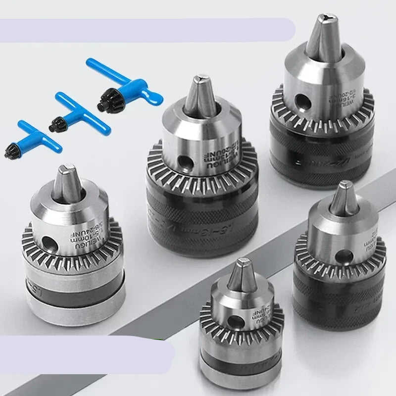 Key Type Drill Chuck B10/B12/B16/JT0 Taper Shank M8/M12 3/8 1/2