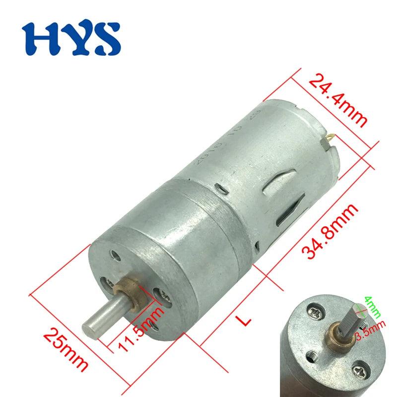 JGA25-370 DC motor geared motor 6V 12V high torque electric gear motor 5/10/15/30/60/100/150/200/300/400/500/1000/1200rpm