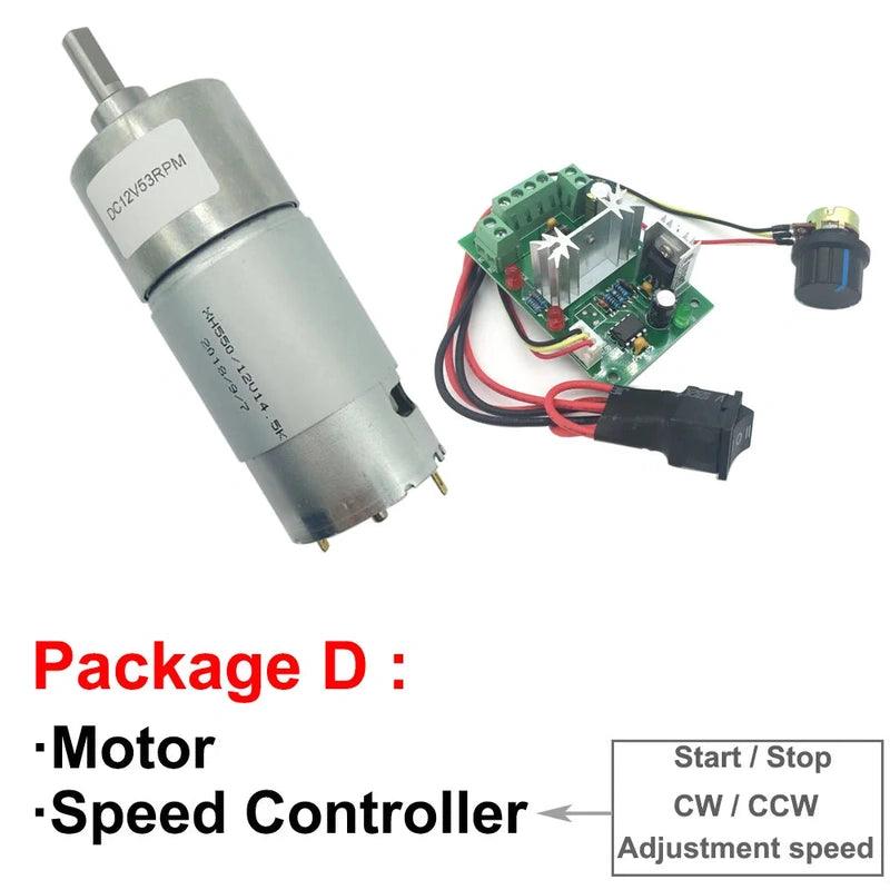 JGB37-550 DC 12V Gear Motor High Torque Max 35KG.CM High Power All MetalGearbox Reducer Speed 18rpm-2300rpm