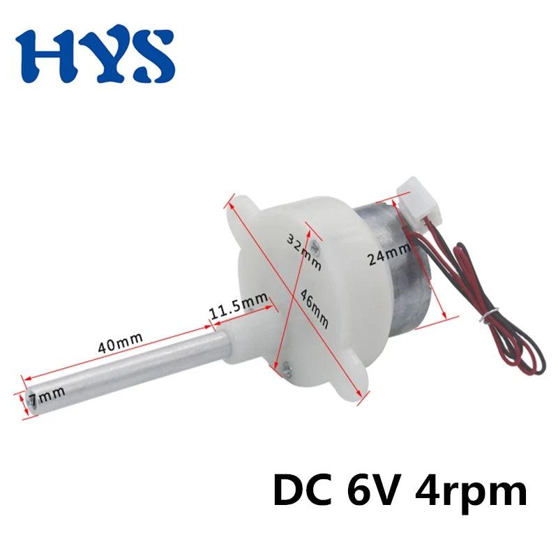 JS30 DC Gear Motor 6V 4RPM Long Shaft 52mm PWM Forward Reversible Electric 6 Volt Robot Crafts Toy Advertising Light Boxes Moter