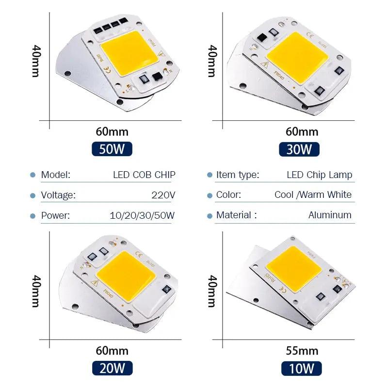 LATTUSO- 10pcs/lot COB Chip|  10W-50W Cold/Warm light optional - electrical center b2c
