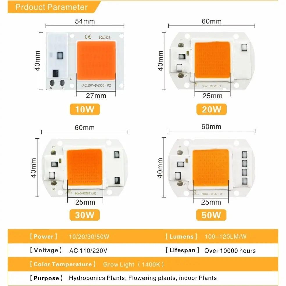 LATTUSO- 10pcs/lot COB LED Chip Phyto Lamp|  10W-50W optional - electrical center b2c