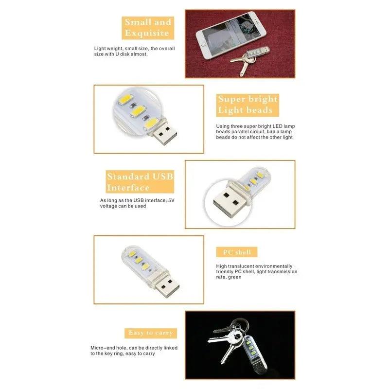 LATTUSO- 10pcs/lot Mini Emergency USB Light| Cold/Warm light optional - electrical center b2c