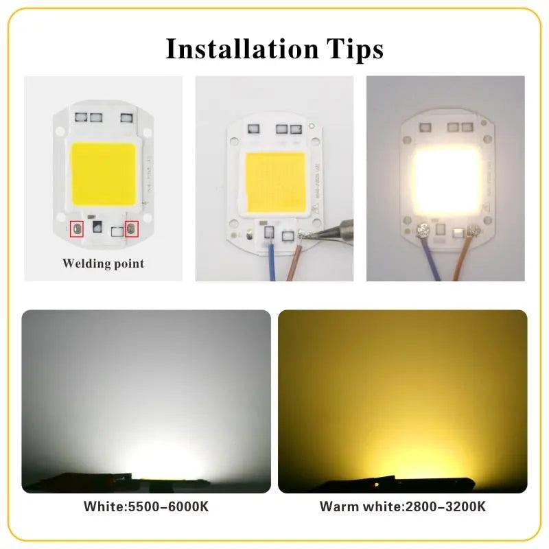 LATTUSO- 2pcs/lot LED COB Lamp Chip| 10W-50W Cold/Warm light optional - electrical center b2c