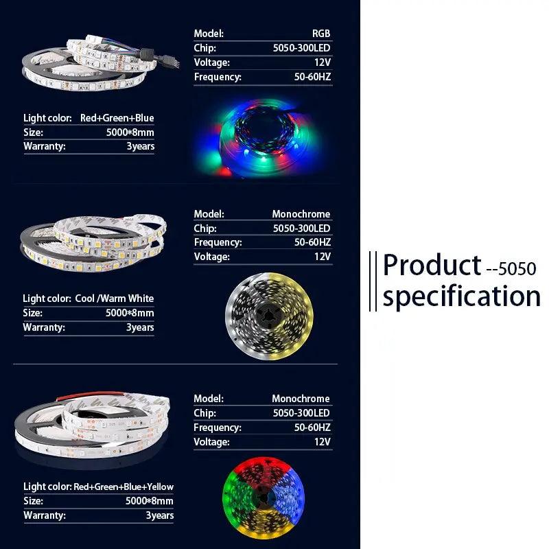 LATTUSO- 5M 300Leds Waterproof RGB Led Strip Light| diferent color optional - electrical center b2c