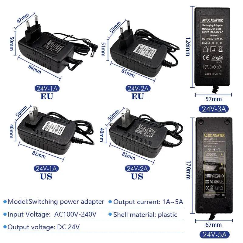 LATTUSO- DC24V Adapter Lighting Transformers| 1A-5A/ EU US AU UK Plug optional - electrical center b2c