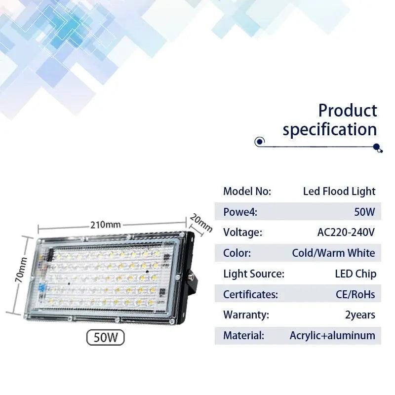 LATTUSO- Led Flood Light AC 240V Outdoor|  IP65 50W Cold/Warm Light optional - electrical center b2c