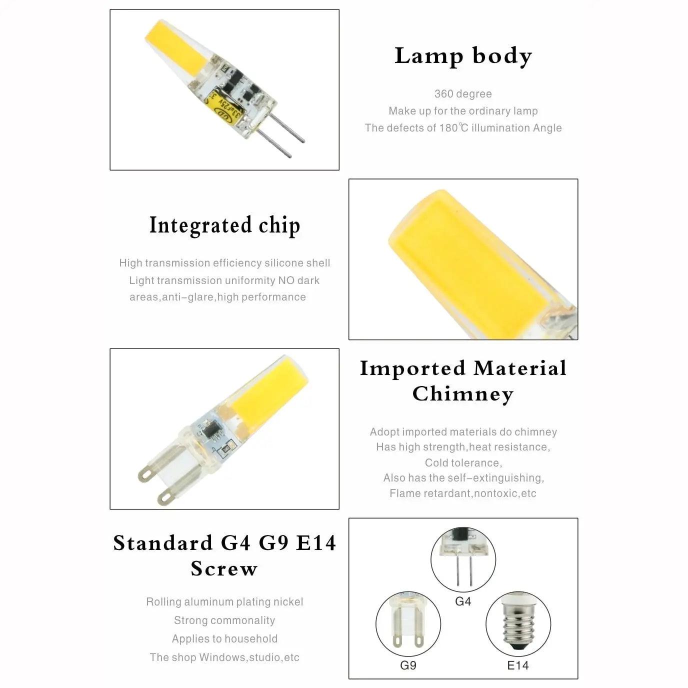 LATTUSO- LED Lamp COB LED|  for Crystal Chandelier Lights| G4 G9 E14 optional - electrical center b2c