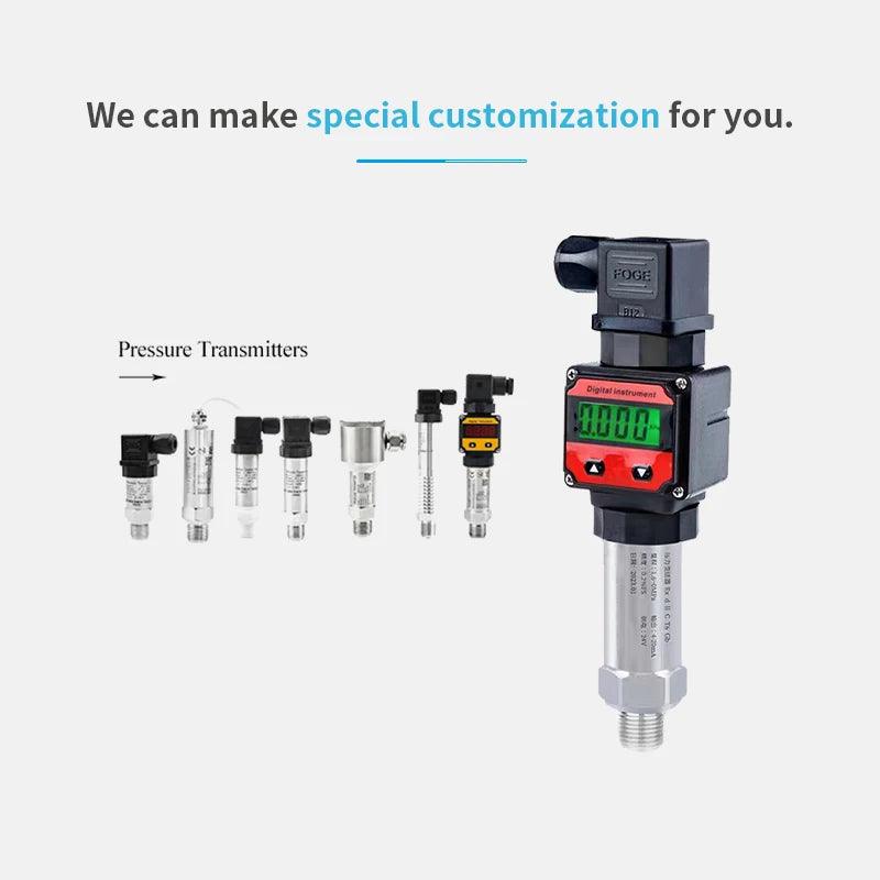 LCD Digital Pressure Transmitter 4-20mA 0-10V M20*1.5 Pressure Transducer Sensor 0-60Mpa Pressure Instrument DC24V With 304SS - electrical center b2c