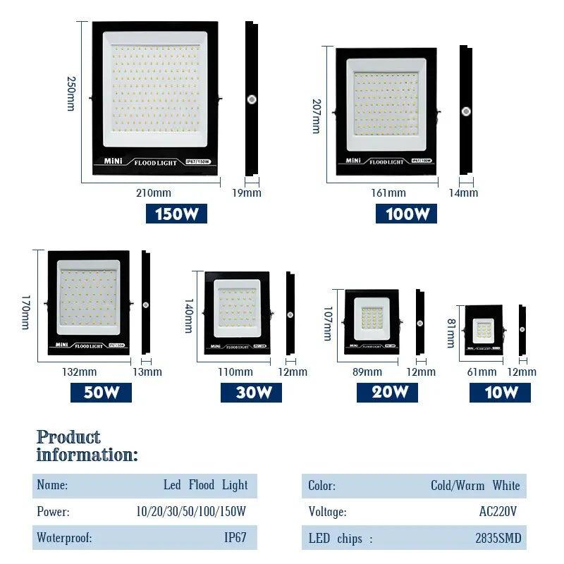 LED Flood Light AC220V High Brightness IP67 | 10W-150W optional - electrical center b2c