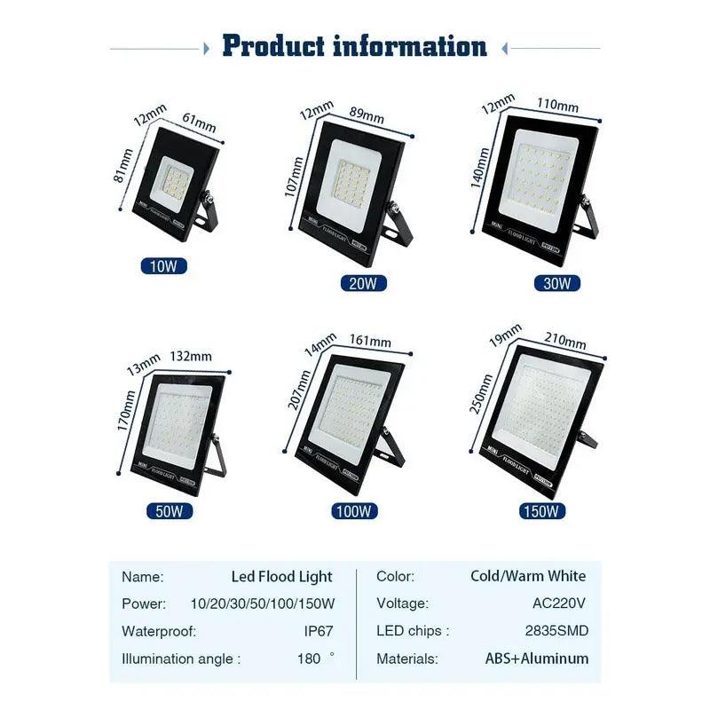 LED Flood Light AC220V High Brightness IP67 | 10W-150W optional - electrical center b2c