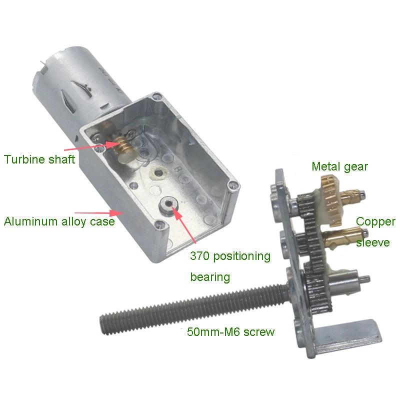 M6*50mm Output Lead Screw Shaft DC 6V 12V 24V JGY370 Full Metal Turbo Worm Gearbox Motor Reduction Speed PWM Forward Reversed