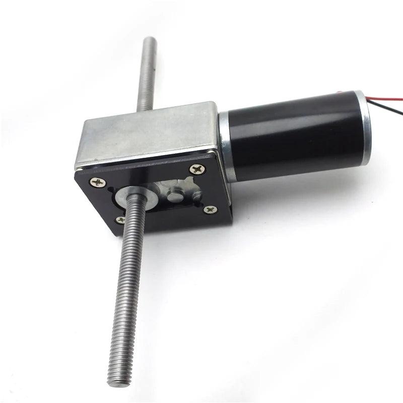 M8 Double Threaded Shafts 12V 24V DC Worm Gear Motor With Flange Low Speed 12-470RPM Reversible And Adjustable Speed Self Lock