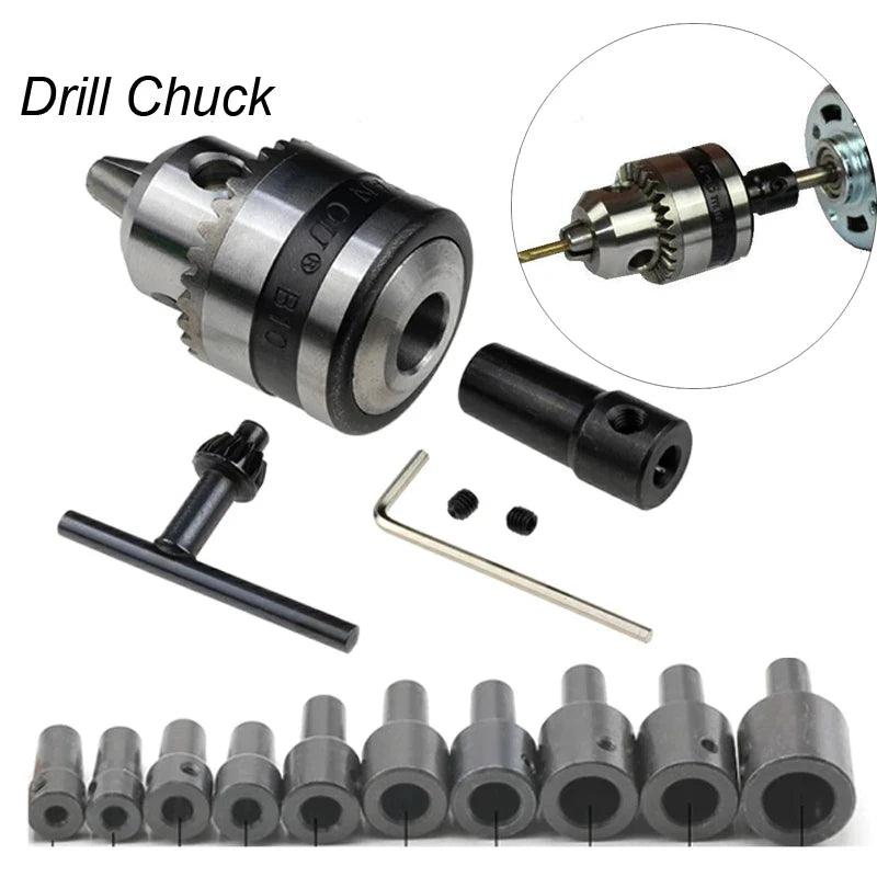 Mini Electric Drill Chuck 0.6-6mm Mount B10 Taper Connector Rod Motor Shaft Chuck For Drill With Adapter Key Wrench Power Tool