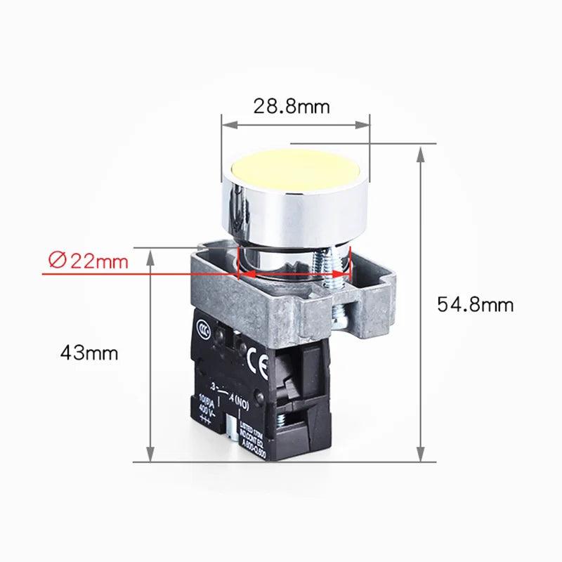 Momentary Push Button Switch 22mm 10A/240V Circular Small Size Flat Round Panel NC/NO XB2-BA31 XB2-BA42 ZB2-BE101C 102C