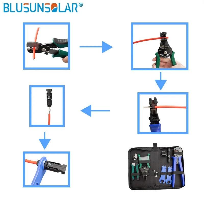 Multi Tools Wire Crimper Tools Kit Cable Solar Terminal Crimper +Wire Cutter+ Wire Stripper+spanner Wrench + Solar Connector