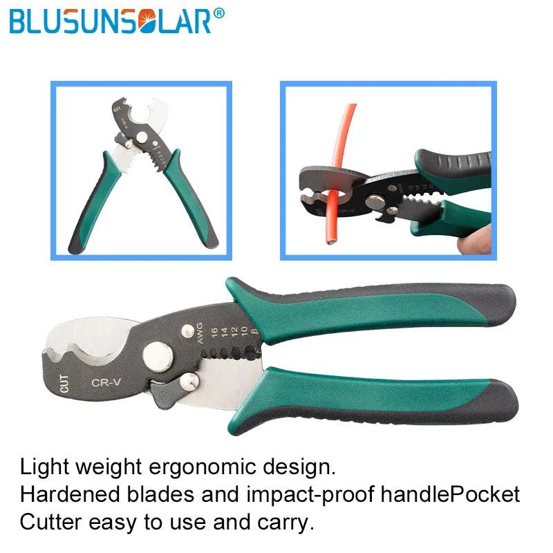 Multi Tools Wire Crimper Tools Kit Cable Solar Terminal Crimper +Wire Cutter+ Wire Stripper+spanner Wrench + Solar Connector