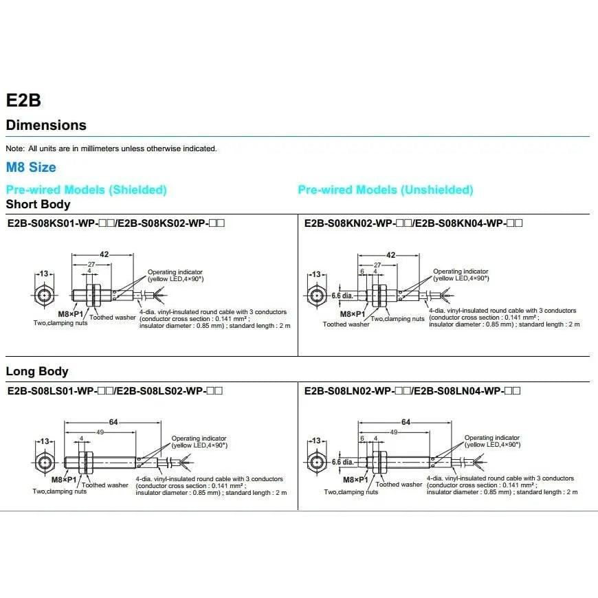 Omron- Cylindrical Proximity Sensor E2B series E2B-S08 M8 optional - electrical center b2c