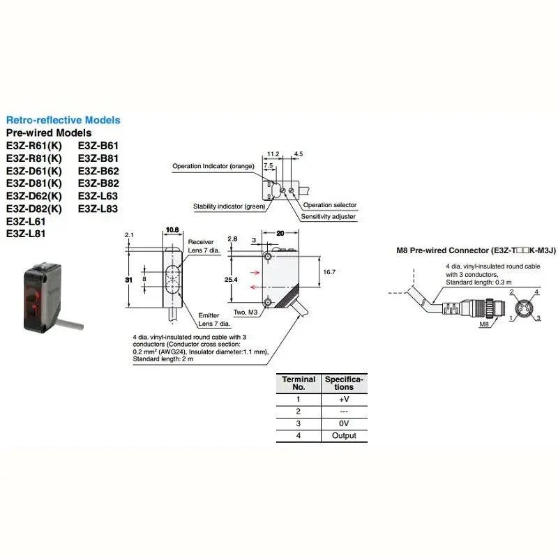 Omron- Photoelectric Sensor| Distance-settable Spec optional - electrical center b2c