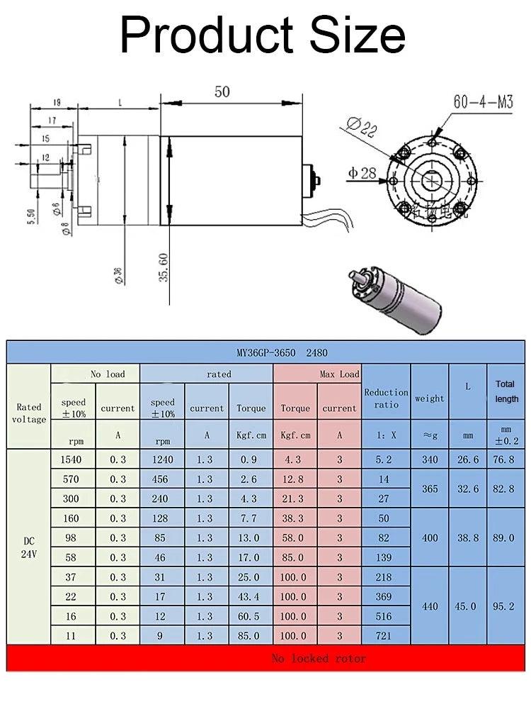 Planetary Reducer Motor DC 12V 24V Brushless High Torque 100KG Speed 11rpm To 1540rpm Metal Gear BLDC Motor Low Noise Electric