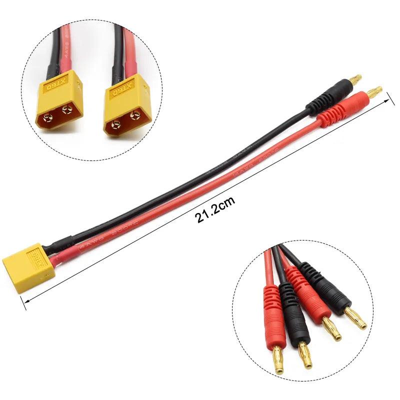 Battery Balance Charge Cable,RC XT60 XT90 Lipo Battery Balance Charge Cable XT90 To 4.0 Banana Plug Charge Lead 15cm 14AWG for RC Helicopter