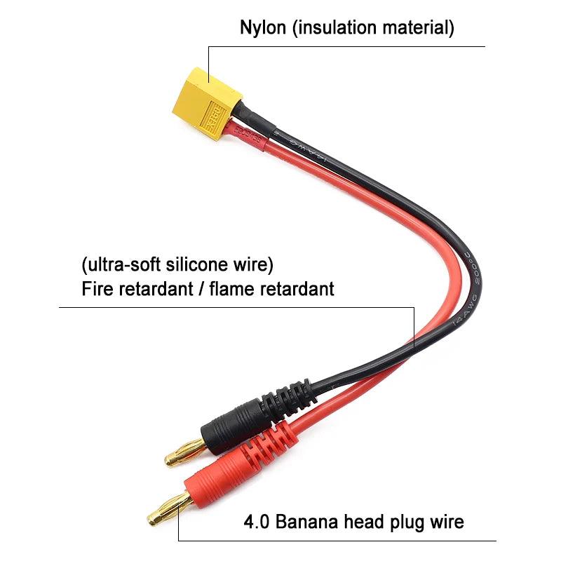 Battery Balance Charge Cable,RC XT60 XT90 Lipo Battery Balance Charge Cable XT90 To 4.0 Banana Plug Charge Lead 15cm 14AWG for RC Helicopter