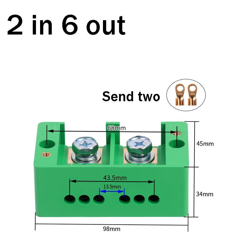 Single phase 2-in 4 / 6 / 8 / 12 outgoing terminal box household distribution box junction box terminal block 220 V